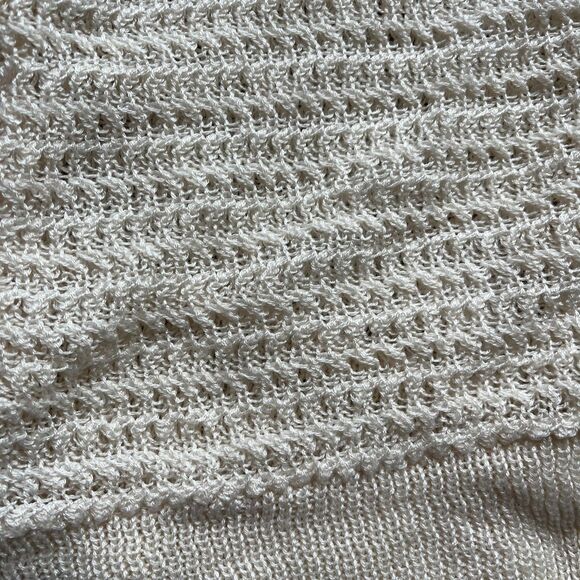 Vintage Knit Vest Medium Button Cream Crochet Layering Fall Nordic 90s 80s - Picture 6 of 8